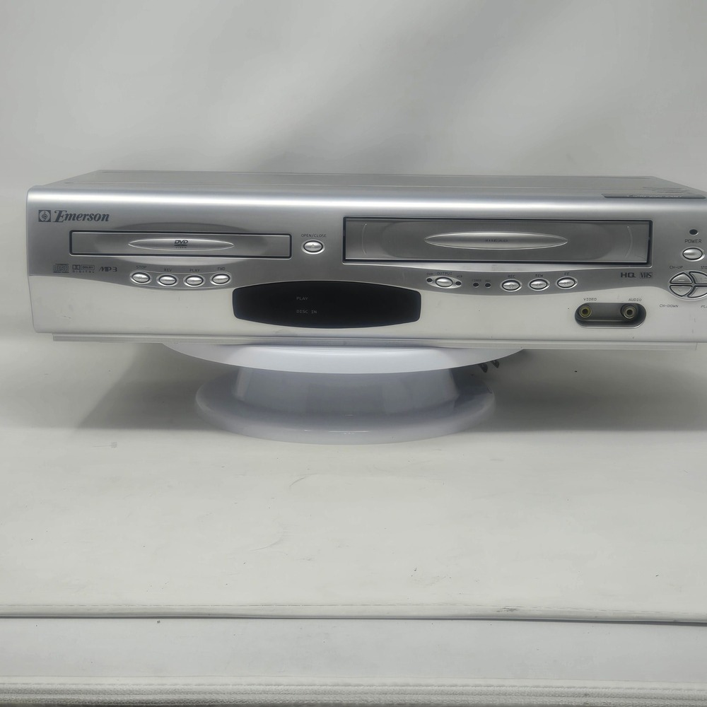 Emerson EWD2203 DVD Player VCR Combo VHS HQ 4-Head Dual Deck Silver